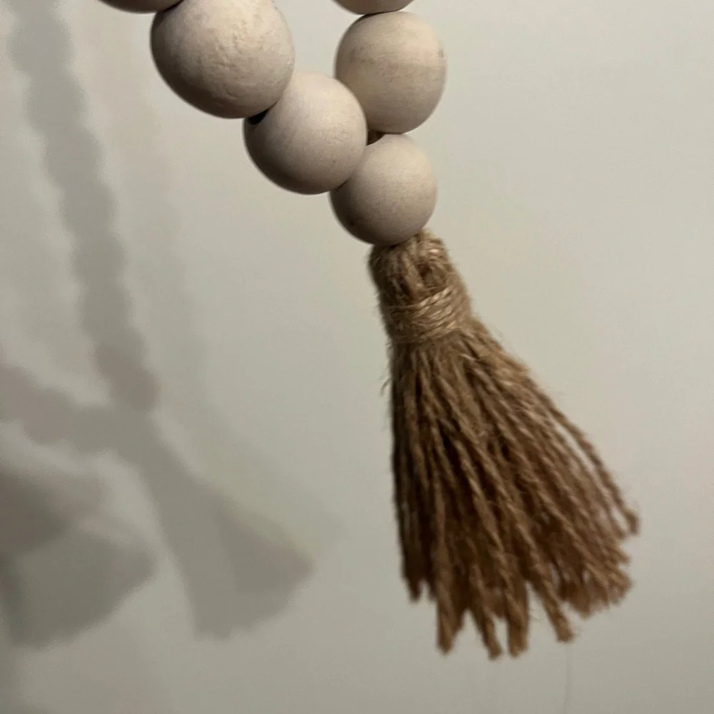 Farmhouse Wooden Bead Garland with Tassel